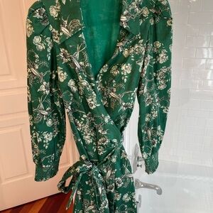 Alice + Olivia Green Floral Mini Dress